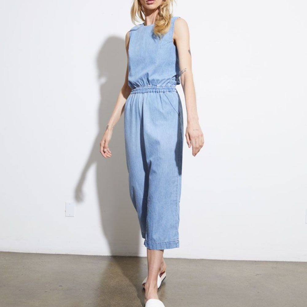 NSF CLOTHING Sidra Back Tie Cotton Jumpsuit